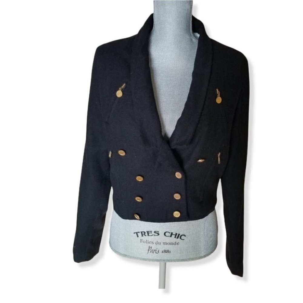One Teaspoon Cadet Blazer Cropped  Black with Gold buttons Medium